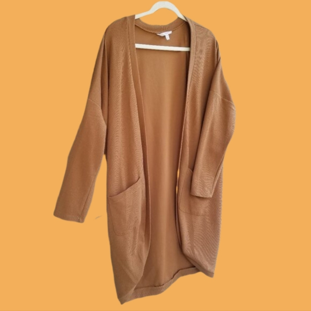 IVOIRE Cardigan Rust Orange Spring Refresh | Long Length with POCKETS Playful